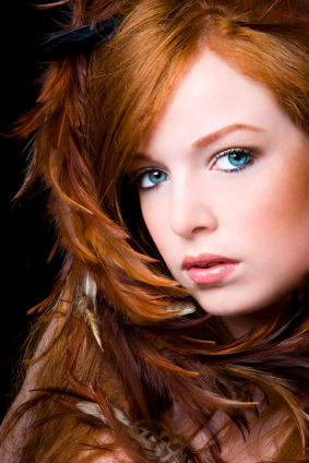 model with flaming red hair